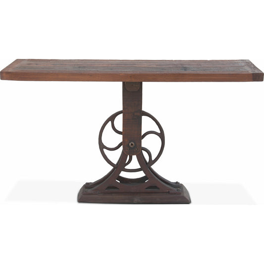 Sterling Console Table by World Interiors in brown and natural patina. Made from cast iron, teak wood in a modern style.