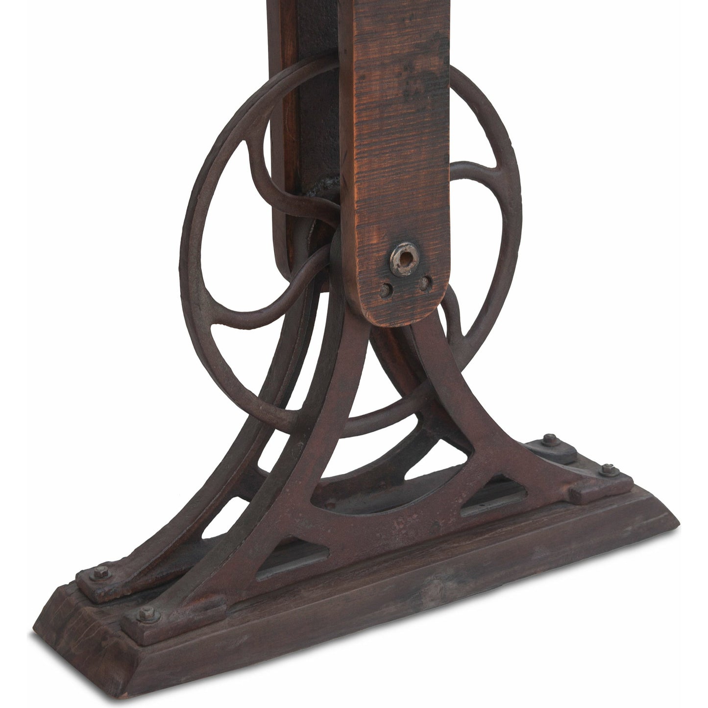 005 SR-877149 | Closeup | Sterling Console Table by World Interiors in brown and natural patina. Made from cast iron, teak wood in a modern style.