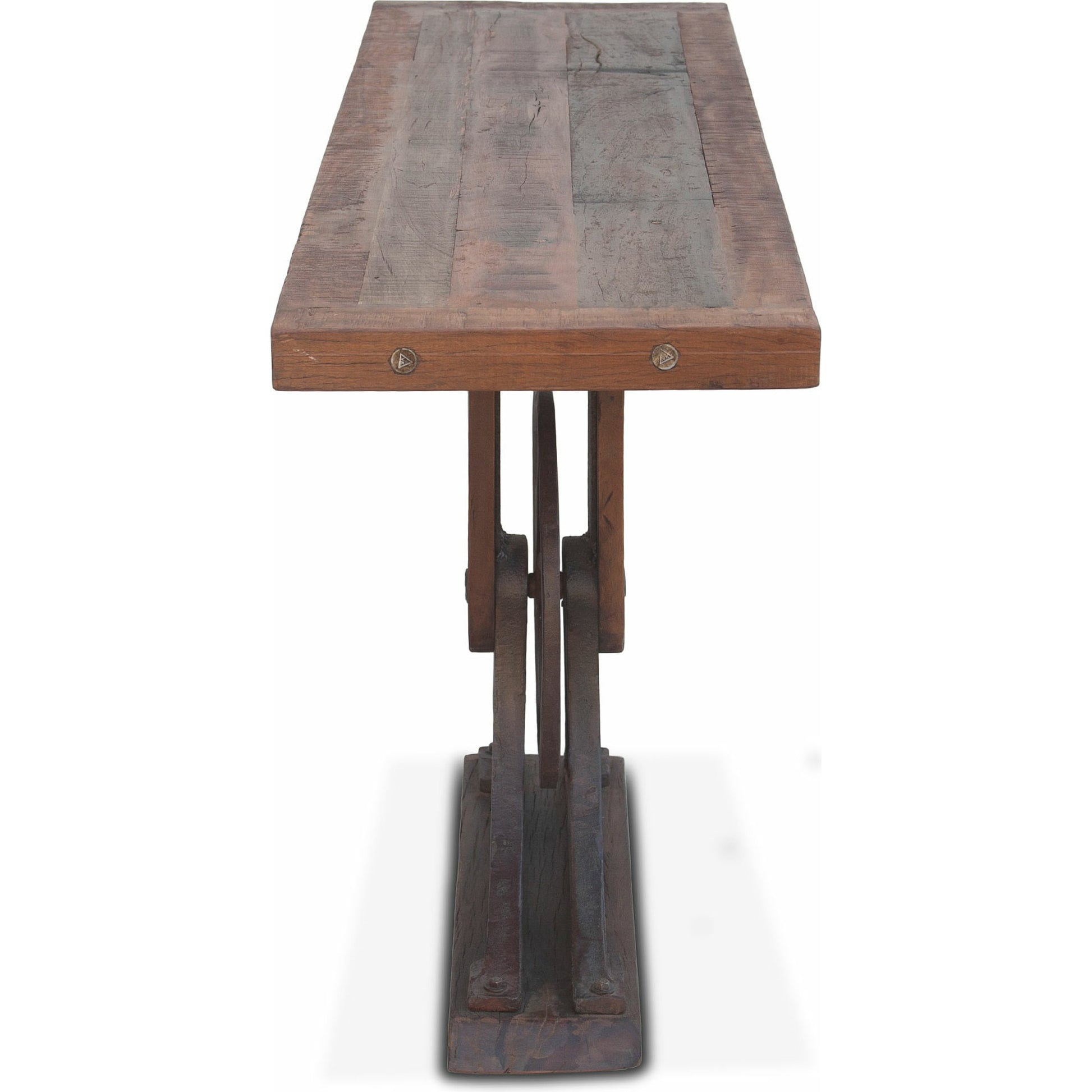 Sterling Console Table by World Interiors in brown and natural patina. Made from cast iron, teak wood in a modern style.