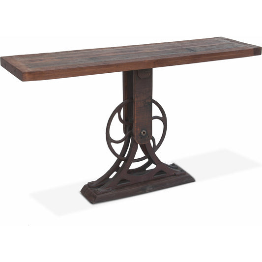 Sterling Console Table by World Interiors in brown and natural patina. Made from cast iron, teak wood in a modern style.