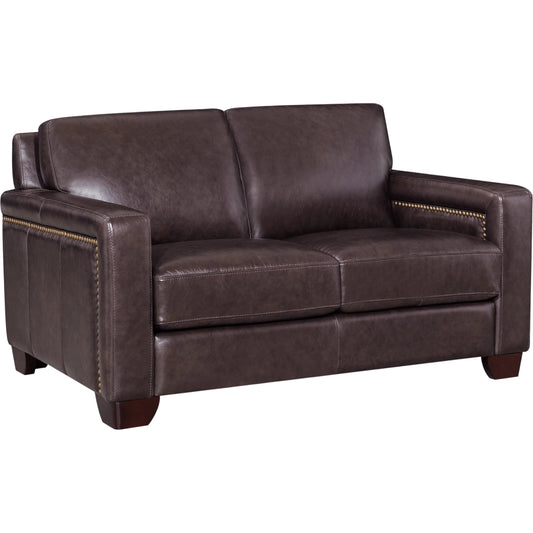 Alice 2-Seat Leather Sofa by Hydeline in brown. Made from full leather, solid hardwood kiln dried in a unique style.