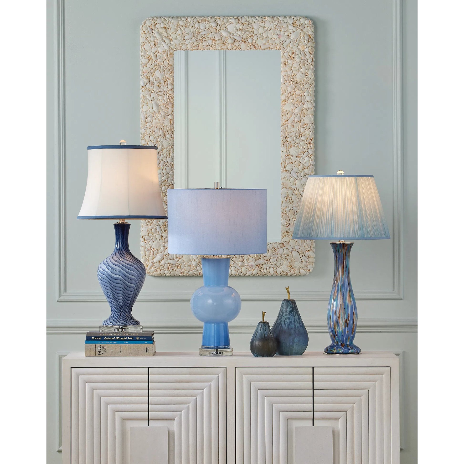 Morombe Cabinet by Currey and Company in cerused white. Made from white oak in a eclectic & global style.