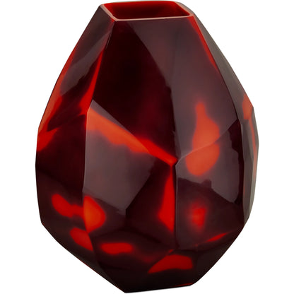 Akako Vase by Currey and Company in black, orange. Made from glass in a modern style.