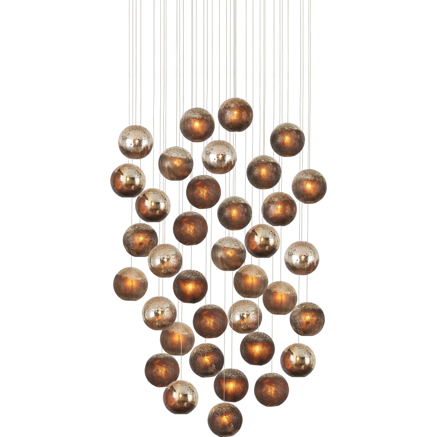 002 SI-1924099 | Additional Silo | Pathos 36-LIGHT Multi-Drop Pendant by Currey and Company in antique silver, antique gold, matte charcoal, silver. Made from glass in a modern style.