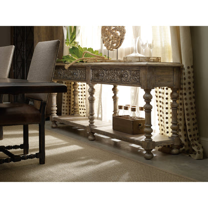 Bexar Huntboard by Hooker Furniture in sandstone. Made from white oak veneers in a traditional style.