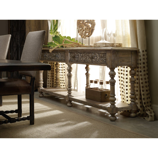 Bexar Huntboard by Hooker Furniture in sandstone. Made from white oak veneers in a traditional style.