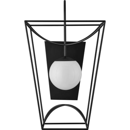 Rochefort Wall Sconce by Currey and Company in black, white. Made from metal, glass in a modern style.