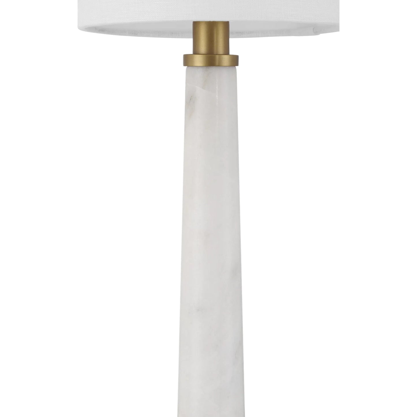 001 SI-2387108 | Closeup | Munroe Table Lamp by Currey and Company in white, antique brass. Made from marble, metal in a modern style.