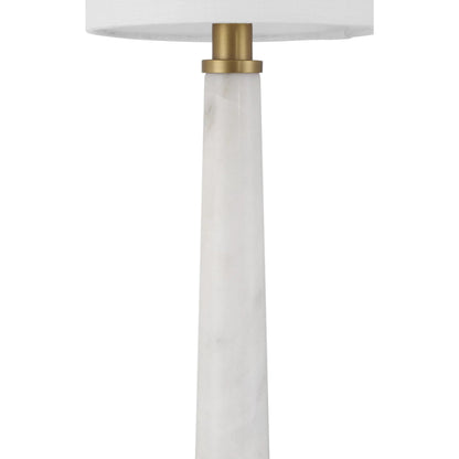 Munroe Table Lamp by Currey and Company in white, antique brass. Made from marble, metal in a modern style.
