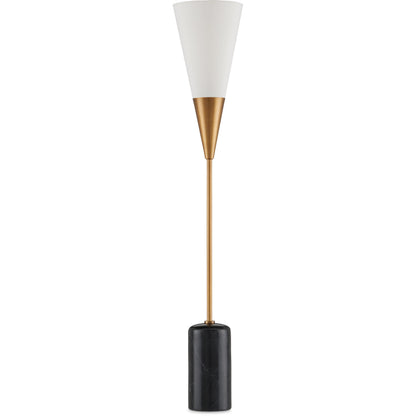 Martini Torchiere Table Lamp by Currey and Company in brushed brass, black. Made from metal, marble in a modern style.