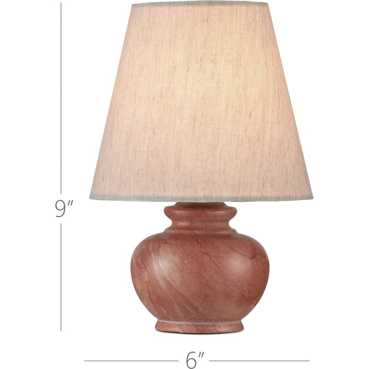 Piccolo Pink Mini Table Lamp by Currey and Company in natural rose. Made from rosa cappuccino marble in a eclectic & global style.