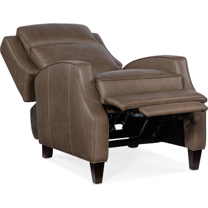 Tricia Manual Push Back Recliner by Hooker Furniture in aspen lenado. Made from leather, aspen lenado (finished top grain) in a traditional style.