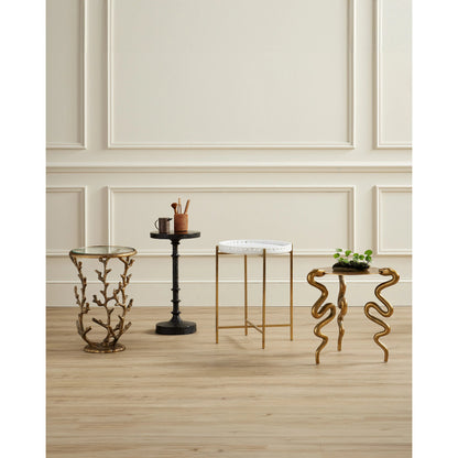 Gallo Accent Table by Currey and Company in bronze. Made from cast aluminum in a modern style.