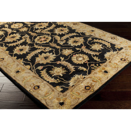 A-171 Rug by Surya in black, medium brown, light brown, plum, olive. Made from 100% new zealand wool in a unique style.
