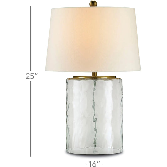 Oscar Table Lamp by Currey and Company in clear glass, brass. Made from glass, brass in a coastal style.