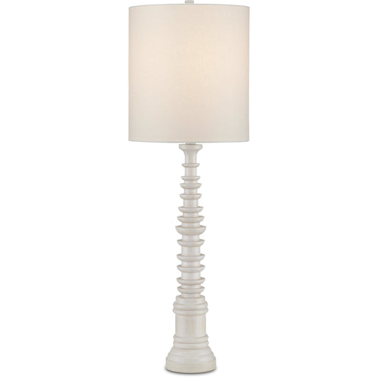 Malayan Table Lamp by Currey and Company. Made from wood in a modern style.