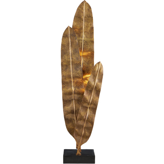 Musa Floor Lamp by Currey and Company in vintage brass, black. Made from brass, granite in a unique style.