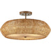 Antibes Semi-Flush Mount by Currey and Company. Made from rattan, wrought iron, acrylic in a rustic style.