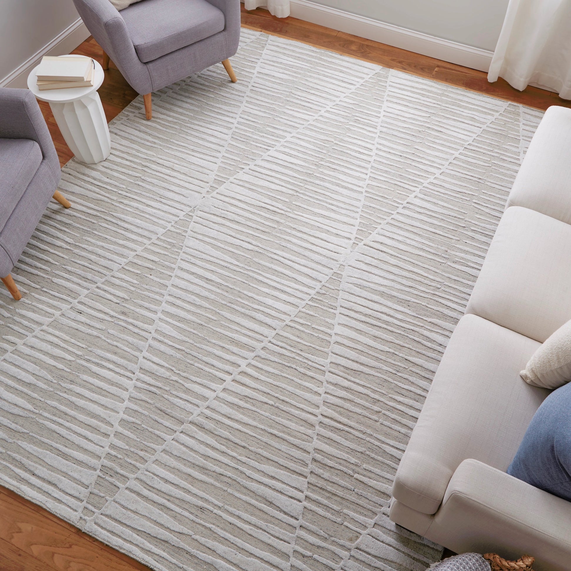 Elias Geometric Rug - ELS69FVF by Feizy in ivory, tan. Made from viscose, wool in a unique style.