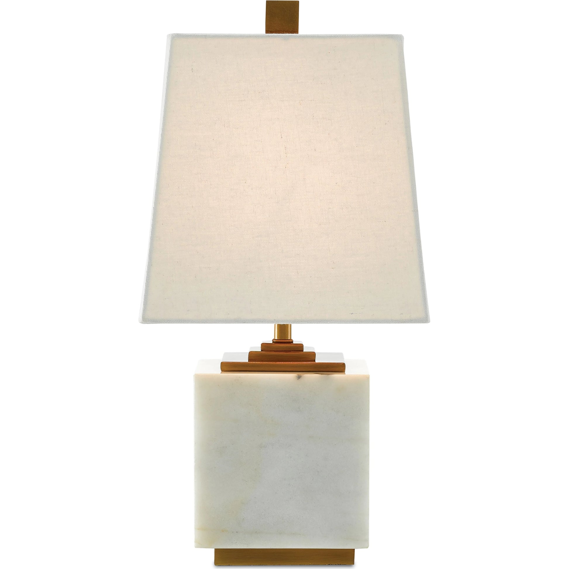 Annelore Table Lamp by Currey and Company in white, antique brass. Made from marble, metal in a modern style.