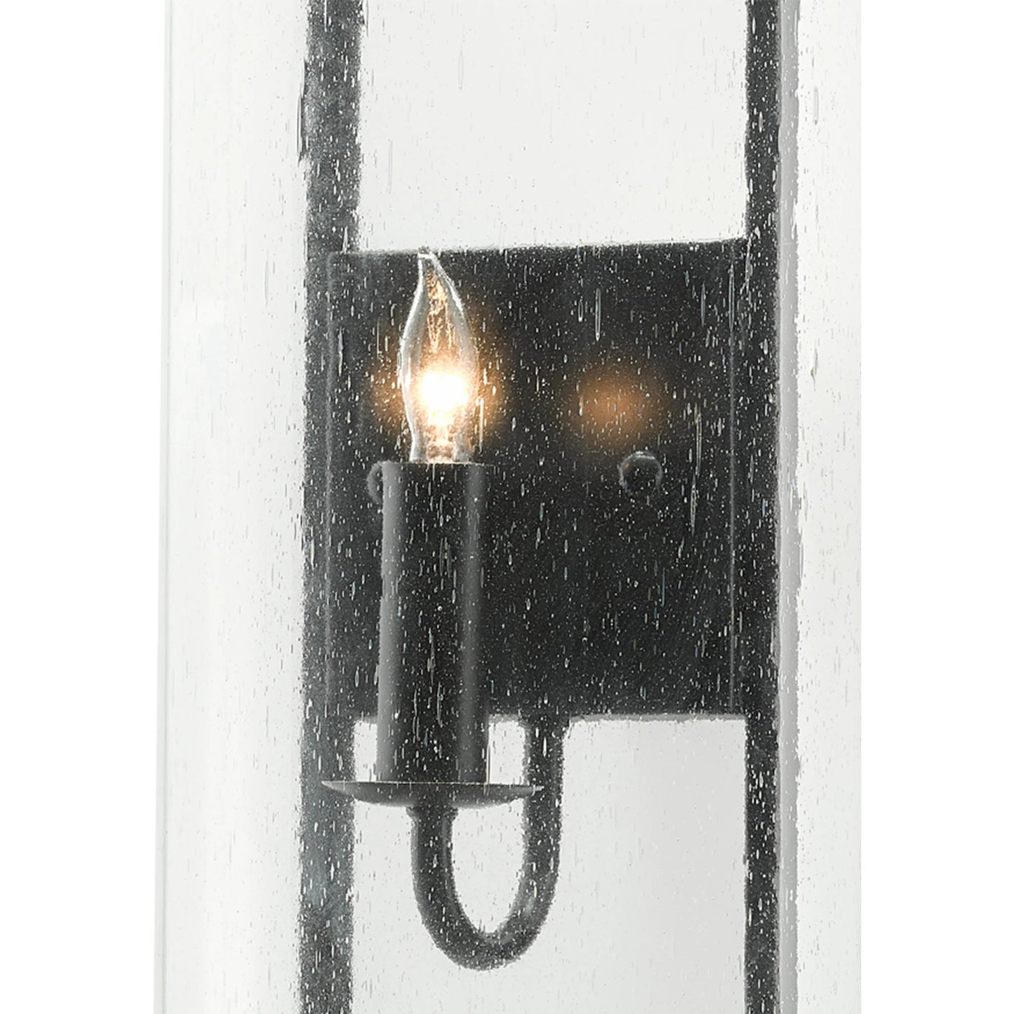 003 SR-890060 | Closeup | Breakspear Wall Sconce by Currey and Company in antique black. Made from metal, seeded glass in a transitional style.