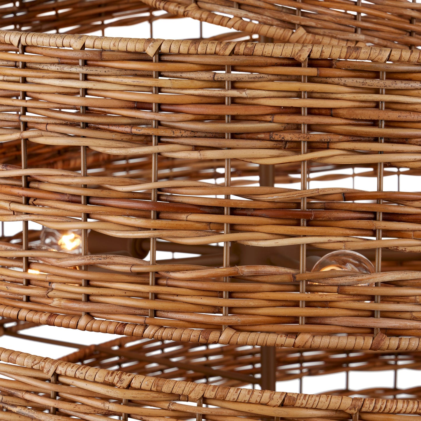 004 SI-2134066 | Closeup | Saisei Chandelier by Currey and Company in natural, khaki. Made from rattan, wrought iron in a coastal style.