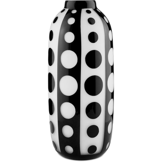 Cicero Vase by Currey and Company in black, white. Made from glass in a modern style.