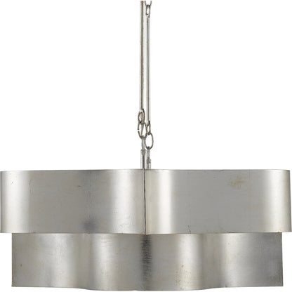 Grand Lotus Oval Chandelier by Currey and Company. Made from wrought iron in a modern style.
