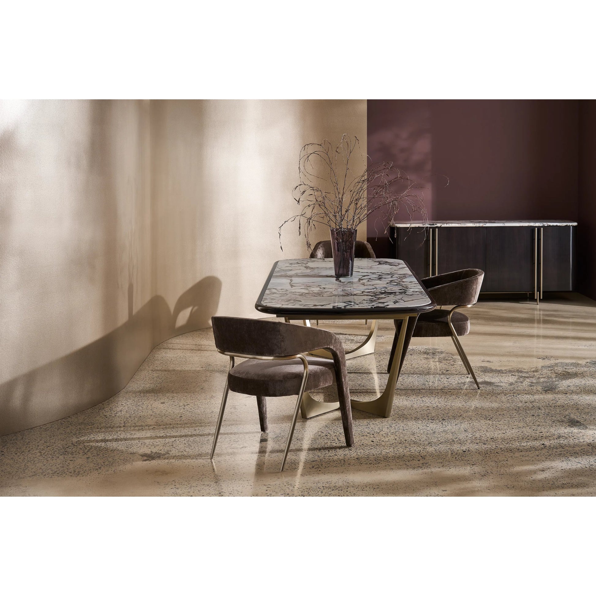 Vena Sideboard by Caracole in otter gloss, brushed gold. Made from unique in a modern style.