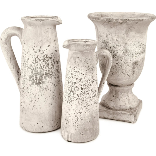 Distressed Grey Jug by Zentique in distressed grey wash. Made from ceramic in a traditional style.