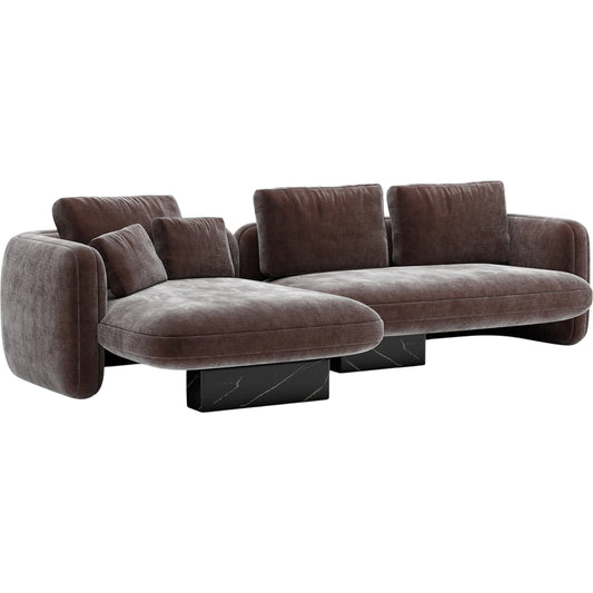 Overlap Chaise Sectional by Caracole in whisper of gold. Made from stone in a transitional style.