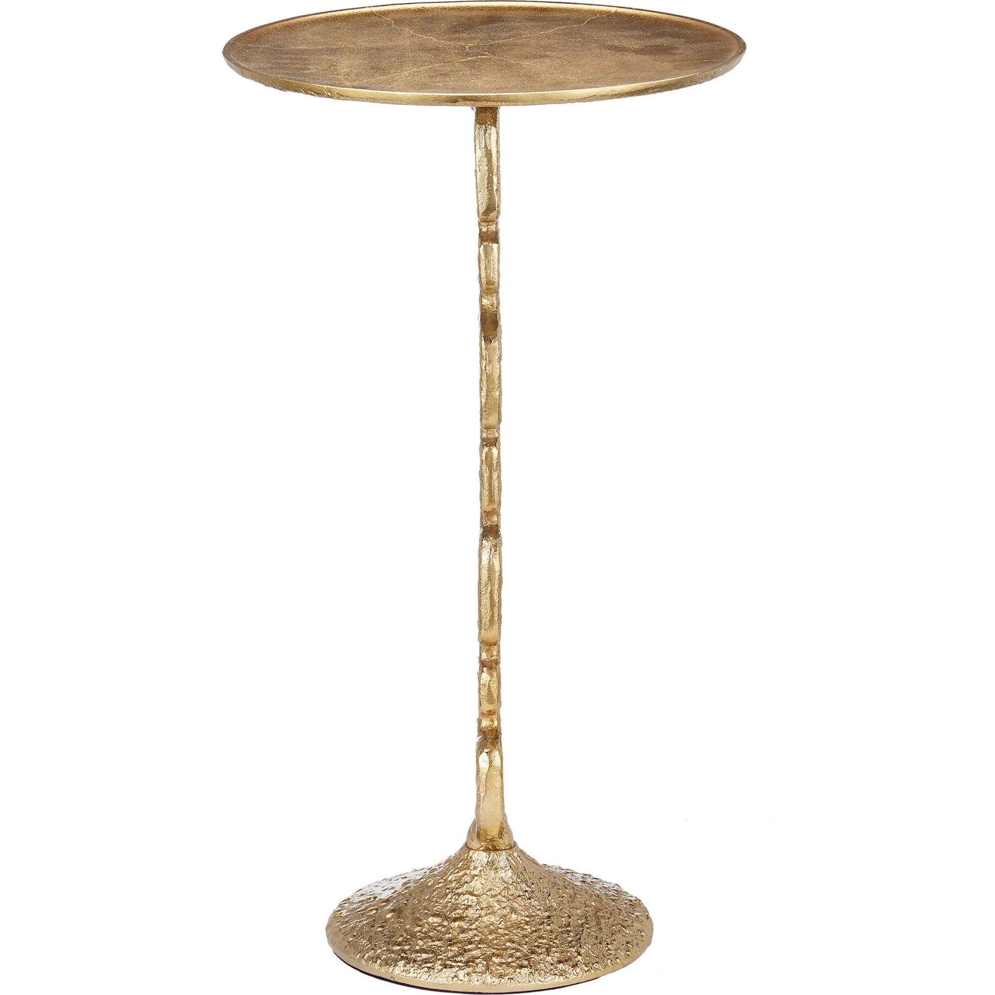 Jussi Drinks Table by Currey and Company in gold. Made from cast aluminum in a modern style.