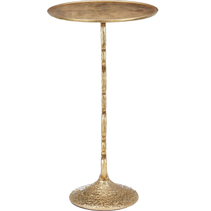 Jussi Drinks Table by Currey and Company in gold. Made from cast aluminum in a modern style.