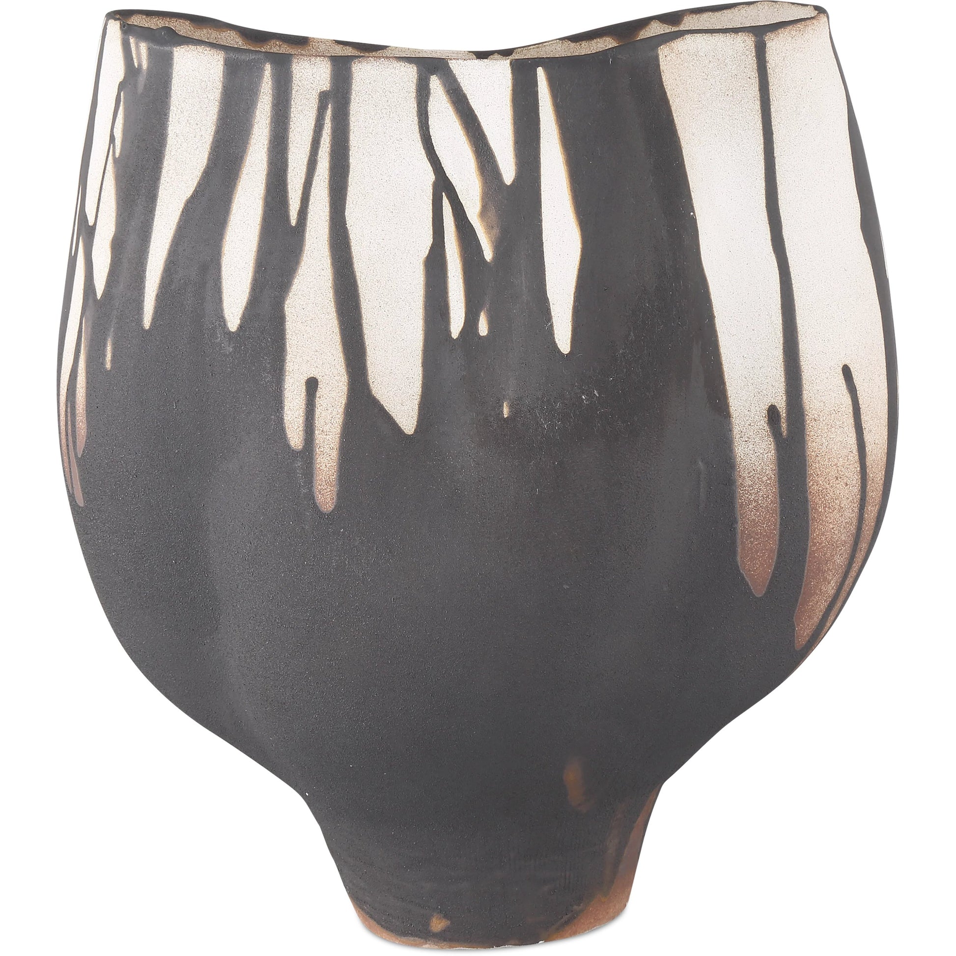 Inoue Vase by Currey and Company in black, off-white. Made from porcelain in a modern style.