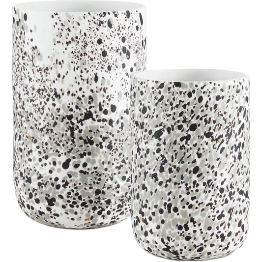 Pari Confetti Vase Set by Currey and Company in white, gray. Made from glass in a traditional style.