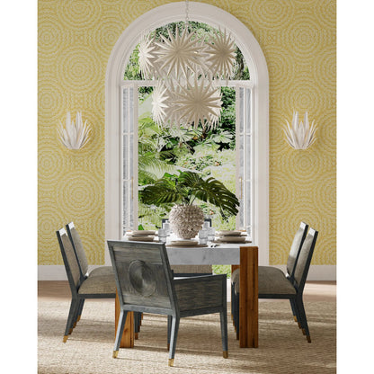 Bismarkia Chandelier by Currey and Company in gesso white. Made from wrought iron in a modern style.