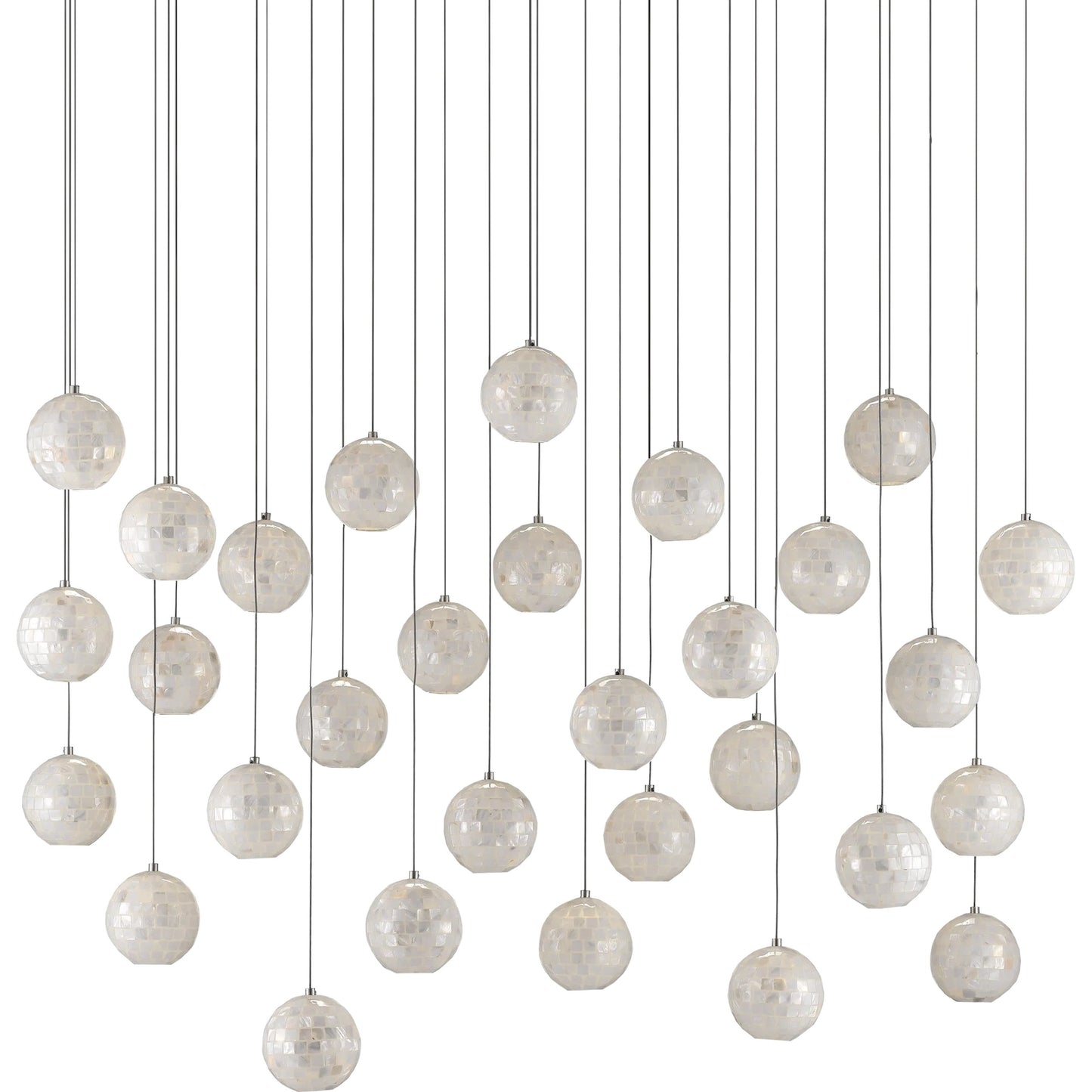 005 SR-890115 | Additional Silo | Finhorn Linear Pendant by Currey and Company in painted silver, pearl. Made from metal, mother of pearl in a modern style.