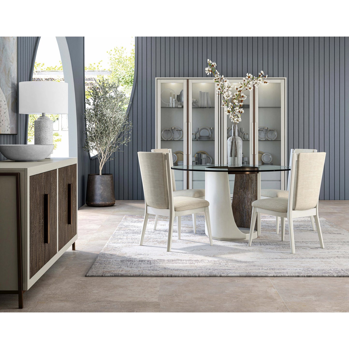 008 SI-2064937 | Lifestyle | Blanc Credenza by A.R.T. Furniture in alabaster, burnished bronze. Made from parawood solids, resin, metal in a modern style.