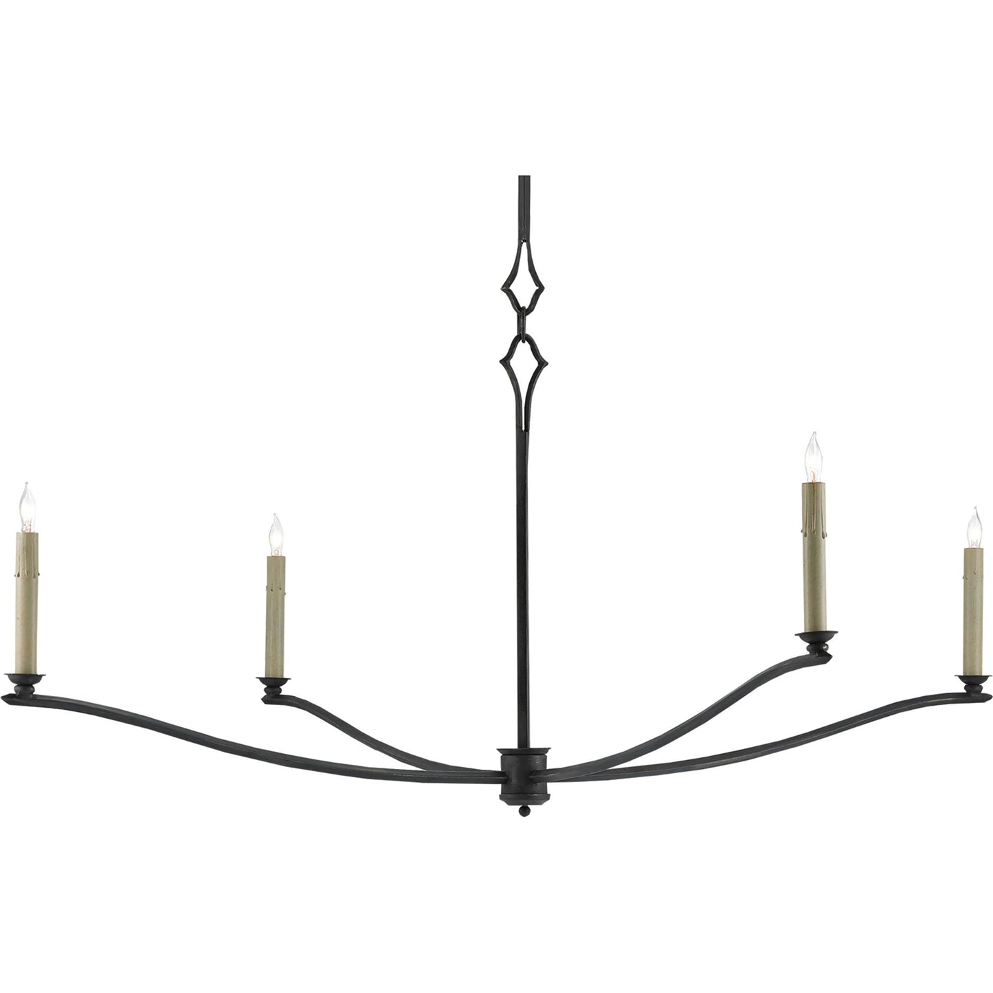 001 S-223642 | Primary Silo | Knole Chandelier by Currey and Company in french black. Made from wrought iron in a rustic style.