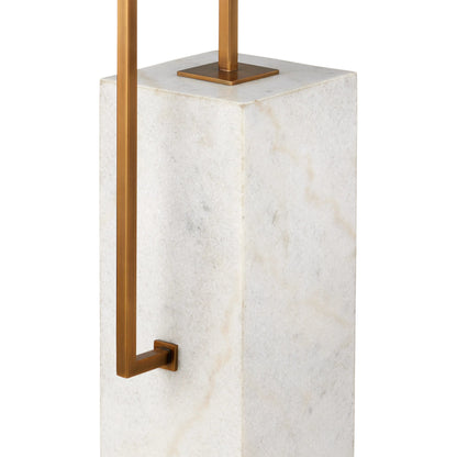 Beside Floor Lamp by Currey and Company in white, antique brass. Made from marble, metal in a modern style.