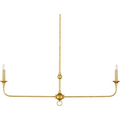 Nottaway Linear Chandelier by Currey and Company. Made from wrought iron in a traditional style.