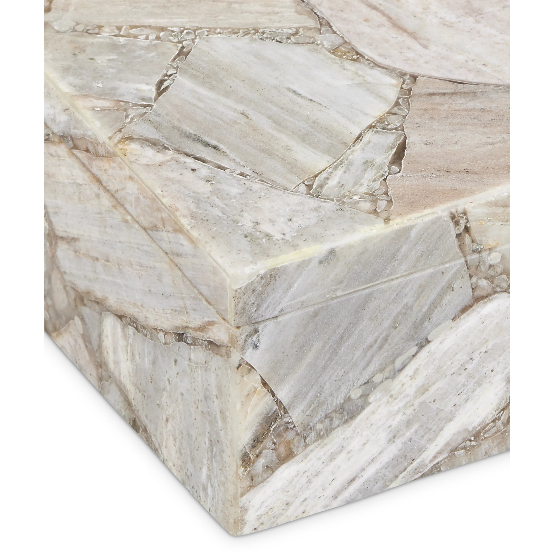 Jossa Aventurine Box by Currey and Company in natural. Made from banded aventurine in a modern style.