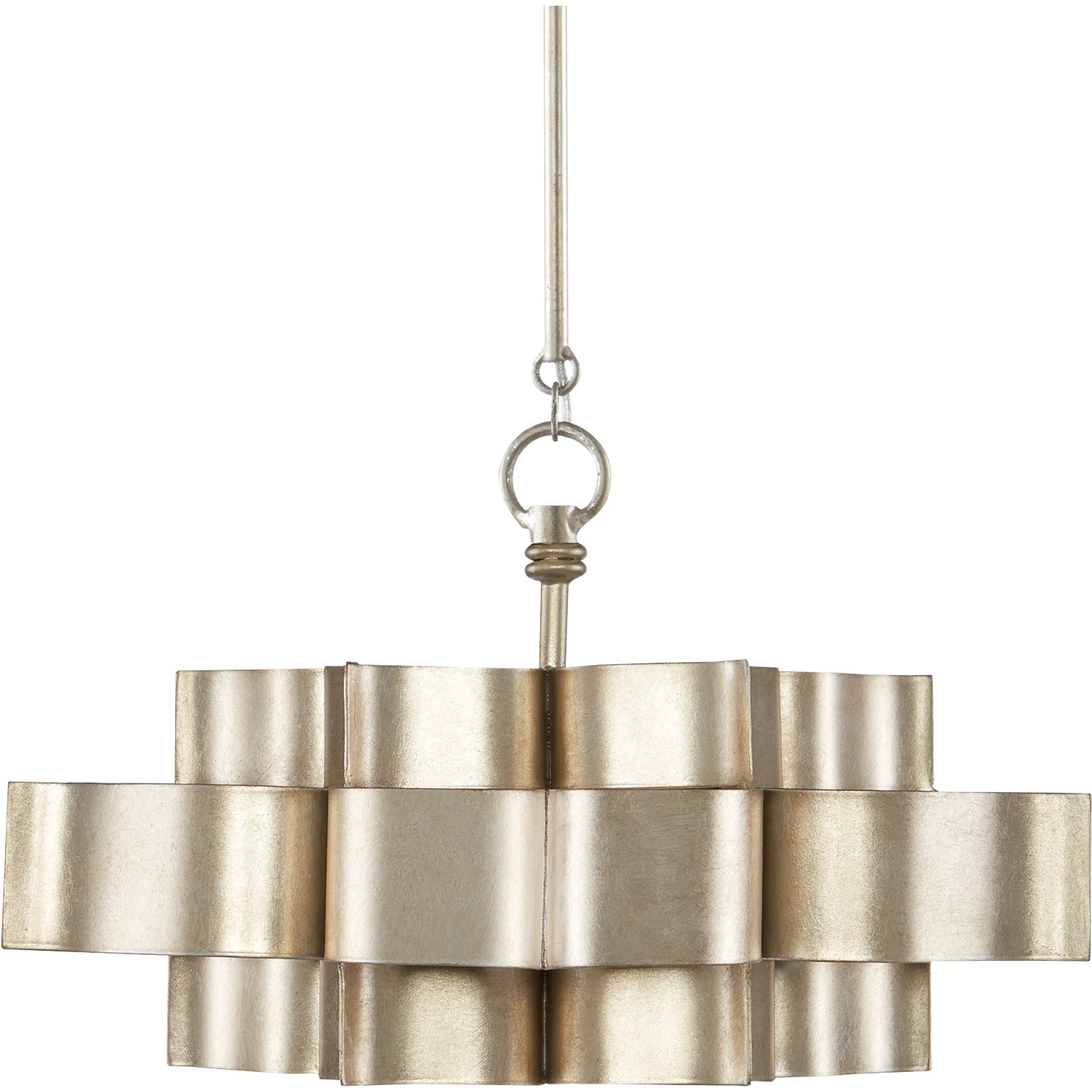 Grand Lotus Pendant/Semi-Flush Mount by Currey and Company. Made from wrought iron in a modern style.