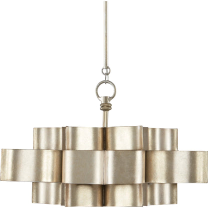 Grand Lotus Pendant/Semi-Flush Mount by Currey and Company. Made from wrought iron in a modern style.