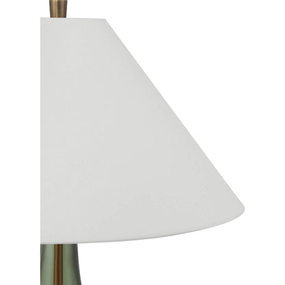 Olive Table Lamp by Currey and Company in green, antique brass. Made from glass, metal in a eclectic & global style.
