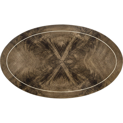 Sherwood Oak Mahogany Oval Lamp Table by Jonathan Charles in brown and light antique mahogany. Made from acacia in a traditional style.