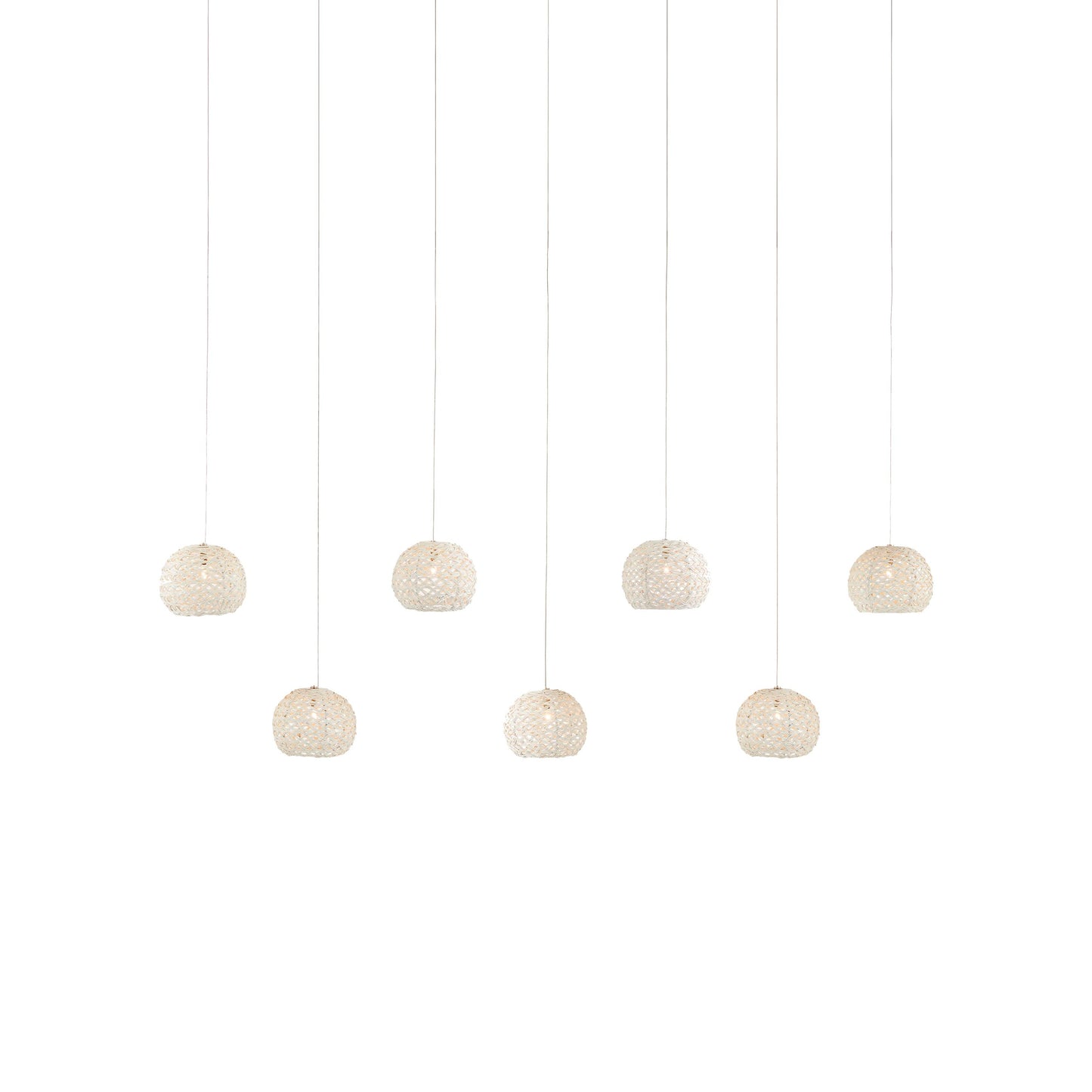 003 SI-1924116 | Additional Silo | Piero Rectangular 7-LIGHT Multi-Drop Pendant by Currey and Company in sugar white, silver. Made from sugar white, metal in a modern style.