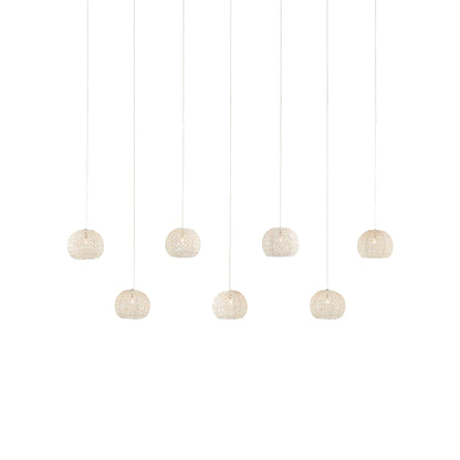Piero Rectangular 7-LIGHT Multi-Drop Pendant by Currey and Company in sugar white, silver. Made from sugar white, metal in a modern style.