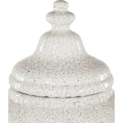 Virginal Jar by Currey and Company in antique white. Made from terracotta in a modern style.