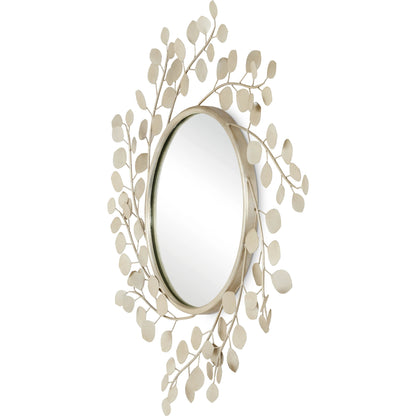 Lunaria Mirror by Currey and Company in contemporary silver leaf, mirror. Made from wrought iron, glass in a modern style.